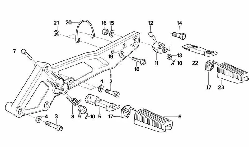 Placa izquierda OEM 46712310107 para motos BMW K1, K 100 RS (K589). Original BMW Motorrad.