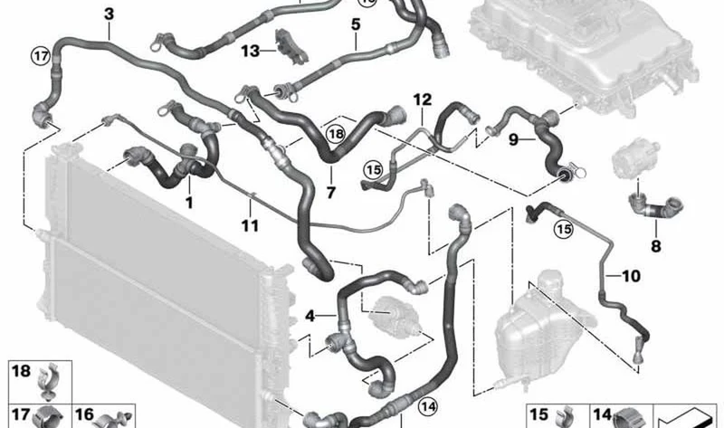 Tubo flexible bomba eléctrica de líquido refrigerante OEM 17128741781 para MINI F56 BEV, F56 BEV LCI, Cabrio F57 BEV... y más. Original MINI.