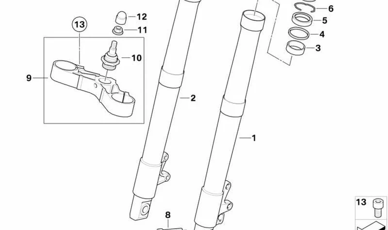 Tubo deslizante derecho OEM 31427724652 para motos BMW R1200R (K27) 2009-2014. Original BMW Motorrad.
