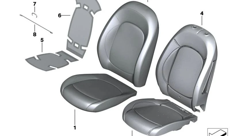 Funda respaldo asiento básico tela derecha OEM 52107369982 para MINI F55, Clubman F54, Countryman F60. Original MINI.