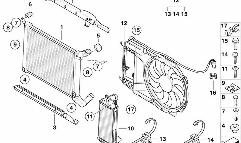 Ventilador con cerco OEM 17427796479 para MINI R50 One D (03/2003-07/2006). Original MINI.