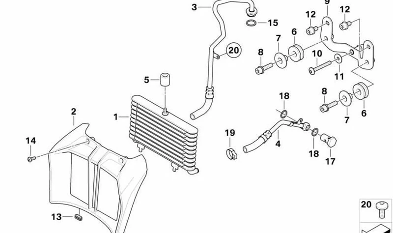 Elemento de desacoplamiento OEM 17217699988 para motos BMW R1200R (K27) 2006-2014. Original BMW Motorrad.