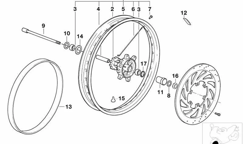 Eje delantero OEM 36317696636 para BMW Motorrad G 650 X (K15). Original BMW Motorrad.