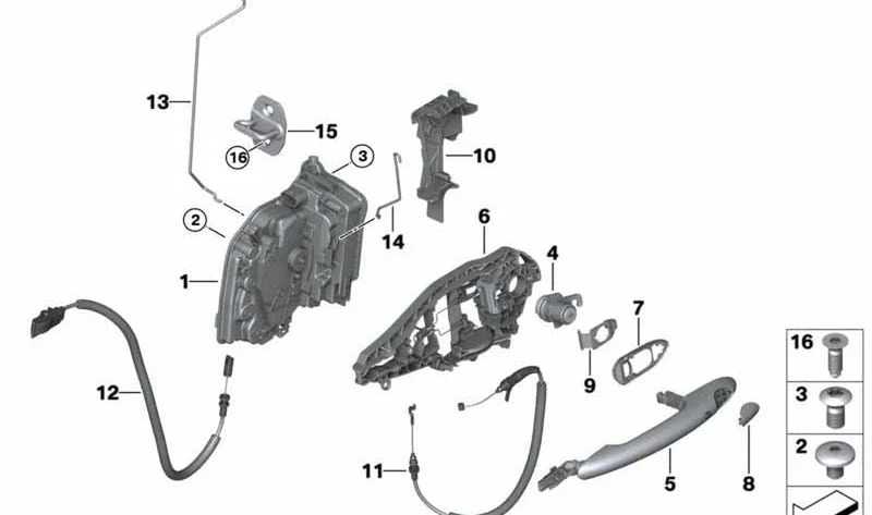 Cilindro de cerradura izquierda con llave OEM 51217384765 para MINI F56, F55, F54, F57, F60... y más. Original MINI.