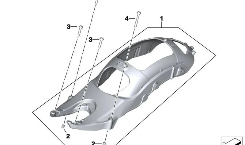 Cuadro trasero OEM 46517105814 para motos BMW R18, R18 Classic. Original BMW Motorrad.