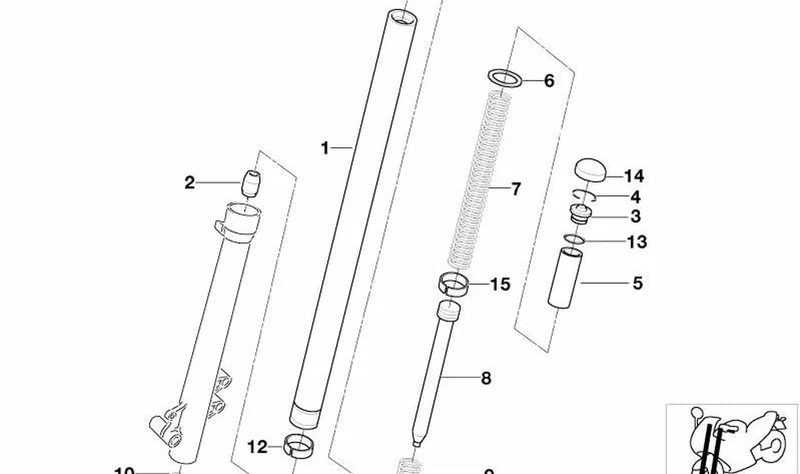 Tubo soporte delantero OEM 31427719250 para motos BMW F800R. Original BMW Motorrad.