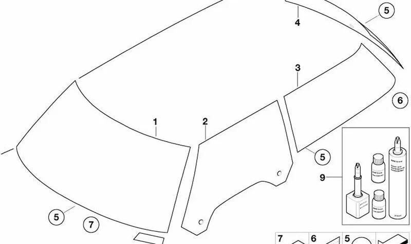 Parabrisas verde OEM 51317146545 para MINI R50, R53, Cabrio R52. Original MINI.