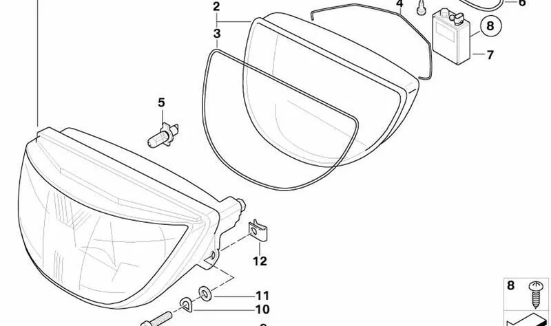Faro delantero OEM 63127695838 para motos BMW K1200RS, K1200LT. Original BMW Motorrad.