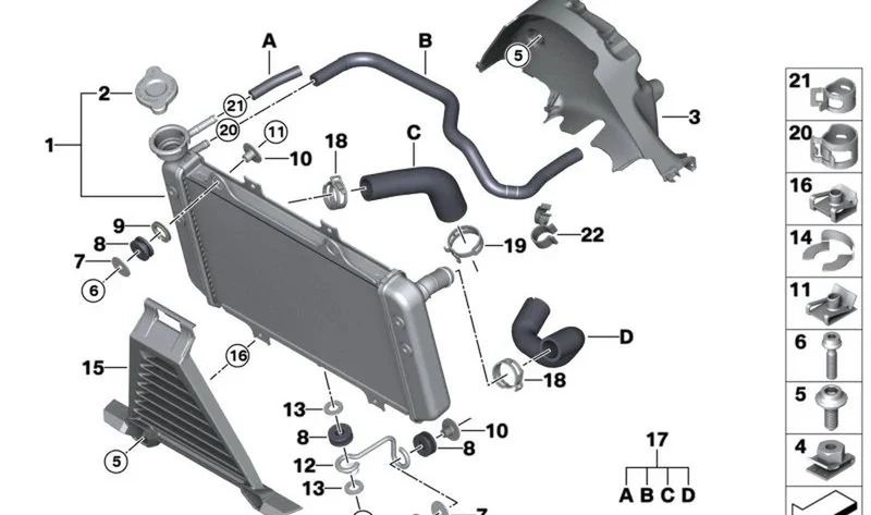 Abrazadera de resorte OEM 64217677705 para motos BMW R1200GS, R1250GS, F750GS, F850GS... y más. Original BMW Motorrad.