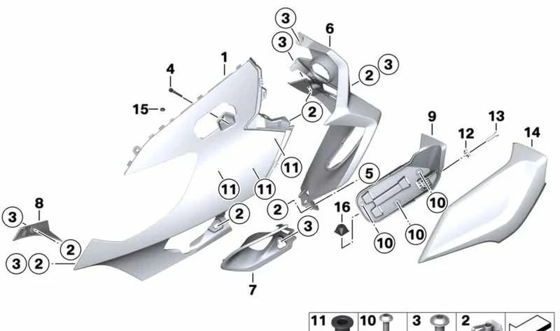 Protección de mano derecha OEM 46638414884 en color Imperial-Blue para BMW K1600 Bagger (K61). Original BMW Motorrad.