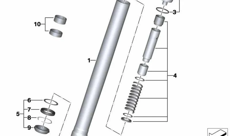 Tubo vertical delantero oro OEM 31428553756 para motos BMW S 1000 XR (K49). Original BMW Motorrad.
