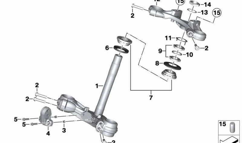 Puente de horquilla superior OEM 31428396730 para BMW Motorrad R nineT (0J01, 0L51). Original BMW Motorrad.