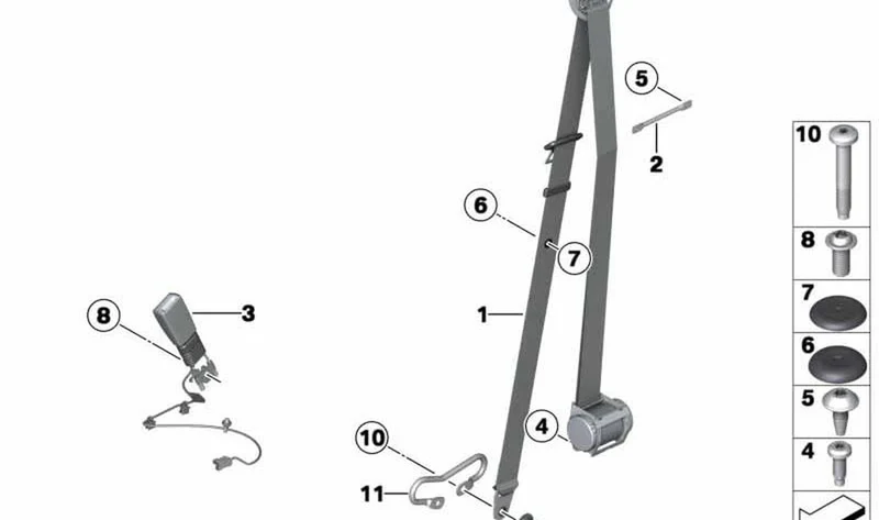 Cinturón de seguridad delantero derecho OEM 72119809946 para MINI Cooper, Cooper D, Paceman R56, R60, R61… y más. Original MINI.