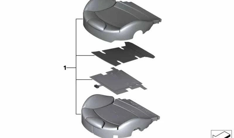 Acolchado de asiento deportivo delantero derecho Rooster Red OEM 52109225068 para MINI R56, R56 LCI, Clubman R55, R55 LCI, Cabrio R57... y más. Original MINI.