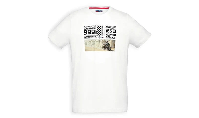 Camiseta Daredevil blanca talla XL OEM 76615A81330 para BMW. Original BMW Motorrad.