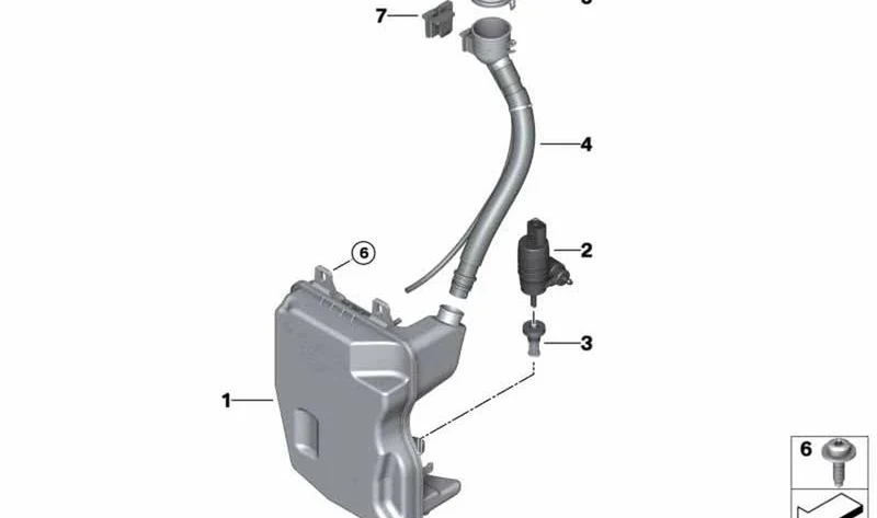 Tubo de llenado para recipiente lavaparabrisas OEM 61667380744 para MINI Countryman F60, F60 LCI. Original MINI.