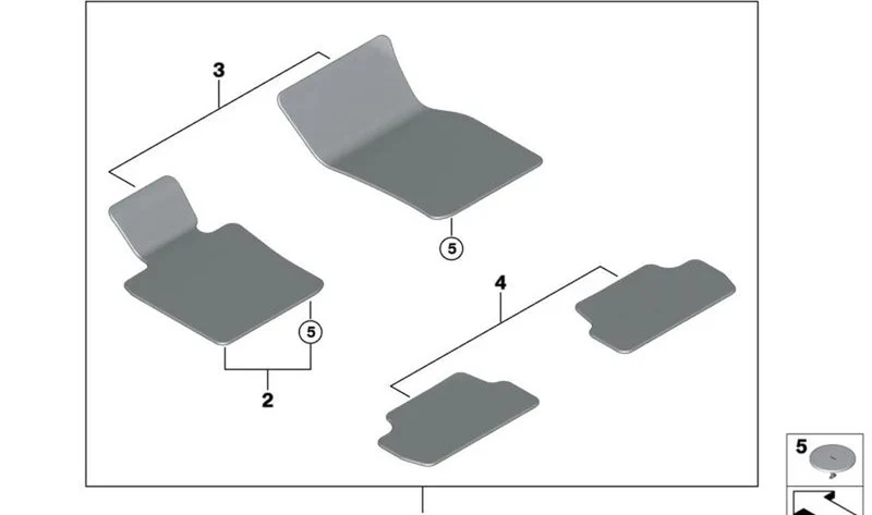 Juego de alfombrillas traseras OEM 51475A42012 para MINI Cabrio F57 LCI (05/2020 - 02/2024). Original MINI.