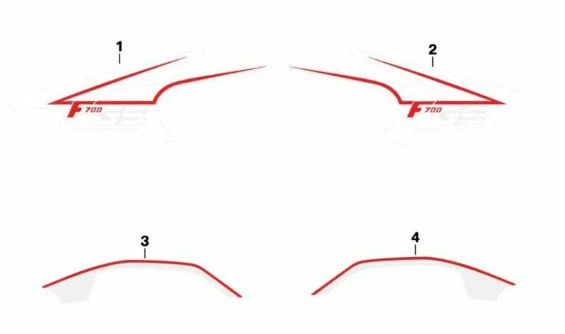 Bandas decorativas derechas OEM 51148551858 para motos BMW F 700 GS (2012-2016). Original BMW Motorrad.