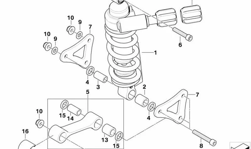Casquillo de cojinete trasero OEM 33537714397 para motos BMW K1200S, K1300S, K1200R, K1300R, K1200GT, K1300GT. Original BMW Motorrad.