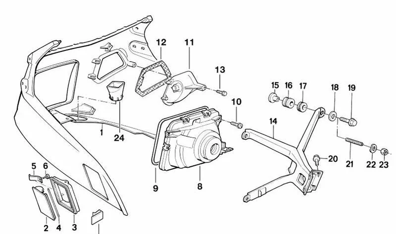 Marco derecho OEM 46632308094 para motos BMW K 75 RT, K 100 LT, K 100 RT... y más. Original BMW Motorrad.