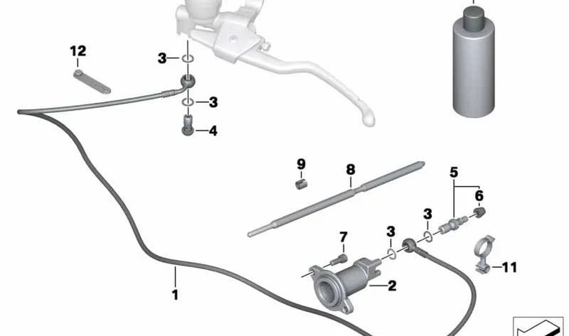Conducto embrague transmisor/receptor OEM 32727724347 para motos BMW R 1200 GS, R 1200 GS Adventure. Original BMW Motorrad.