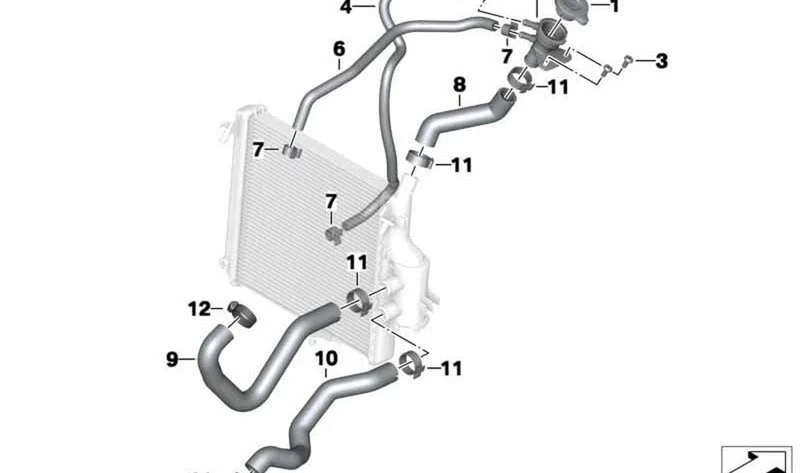 Tubo refrigerante OEM 17127725179 para BMW Motorrad C 600 Sport, C 650 Sport. Original BMW Motorrad.