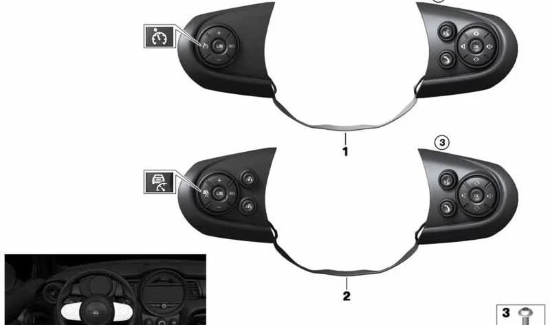 Interruptor de volante multifuncional deportivo OEM 61319361953 para MINI F56, F55. Original MINI.
