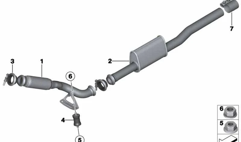 Tubo delantero OEM 18309807297 para MINI Countryman R60, Paceman R61. Original MINI.