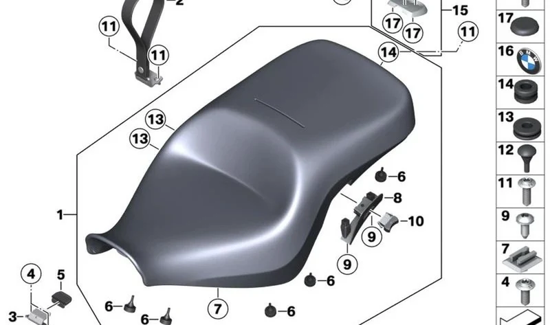 Banco de asiento negro OEM 52538375105 para BMW Motorrad R 18 B, R 18 Transcontinental. Original BMW Motorrad.