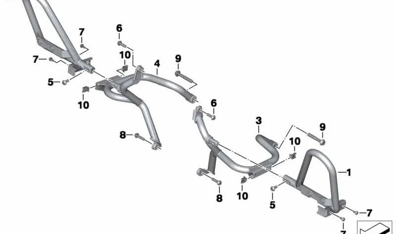 Arco protector motor autoridades OEM 11848548457 para BMW Motorrad R1200RT, R1250RT. Original BMW Motorrad.