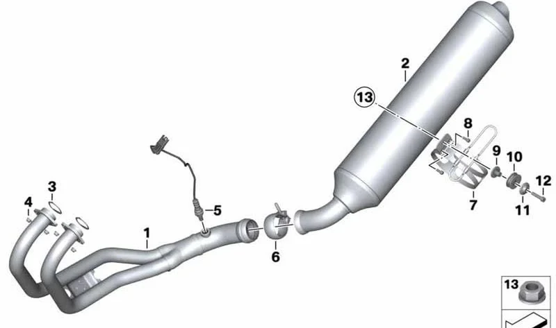 Abrazadera de escape OEM 18217678300 para BMW Motorrad F800S, F800ST. Original BMW Motorrad.