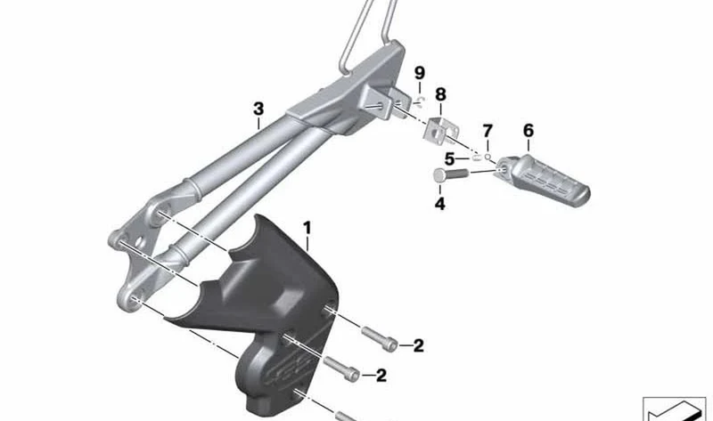 Perno reposapiés delantero OEM 46718388470 para motos BMW G 310 GS (K02). Original BMW Motorrad.