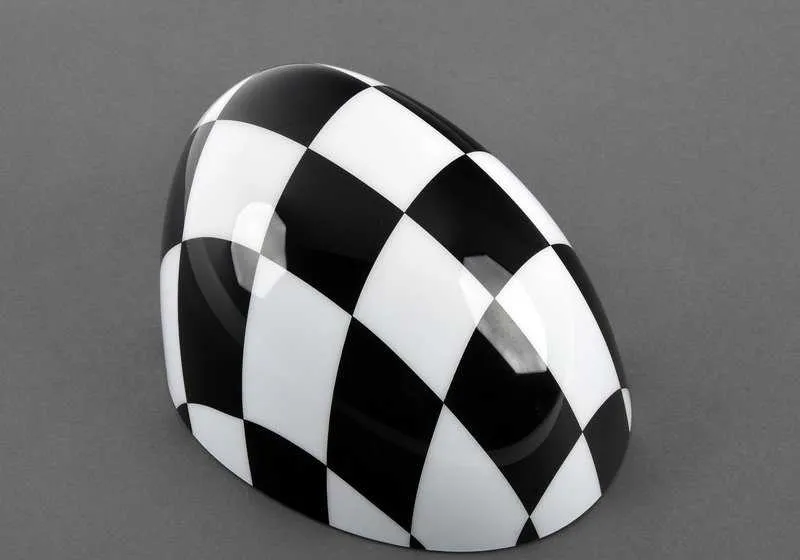 Tapa del retrovisor exterior derecho a cuadros blanco y negro OEM 51142348090 para MINI F56, F55, Clubman F54, Cabrio F57, Countryman F60. Original MINI.
