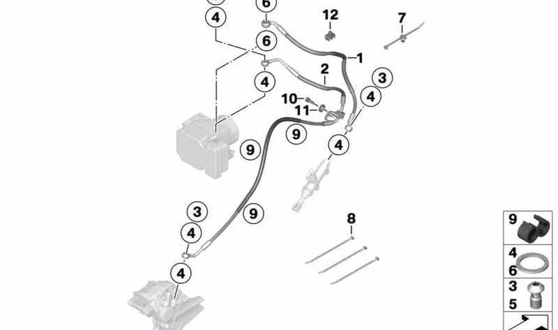Tubo flexible de freno trasero OEM 34328549154 para BMW Motorrad S 1000 RR, HP4. Original BMW Motorrad.