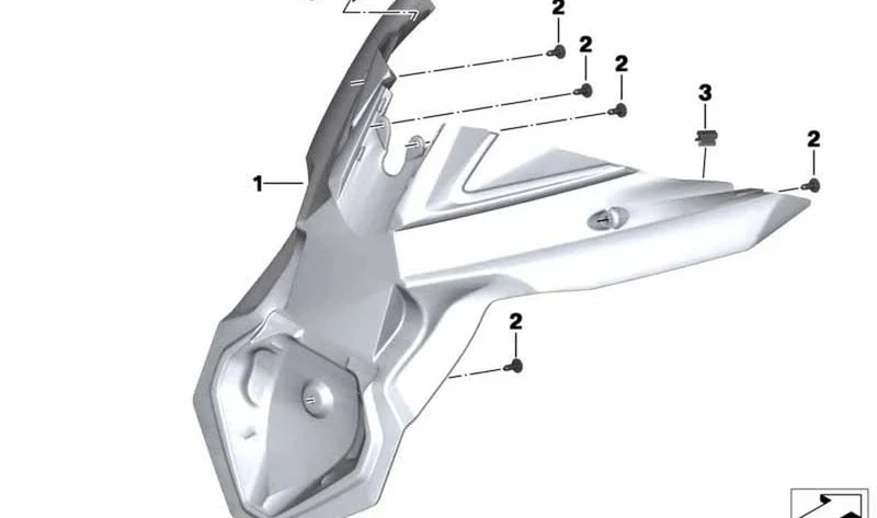 Salpicadero trasero OEM 46638527495 para BMW Motorrad C 600 Sport, C 650 Sport. Original BMW Motorrad.