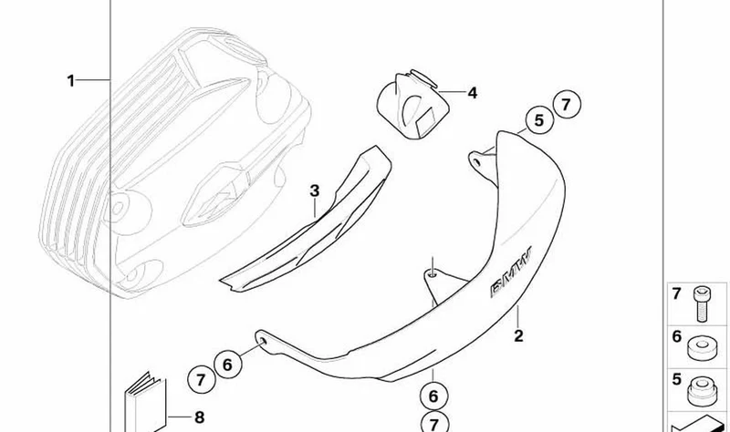 Tope superior izquierdo OEM 71607692055 para BMW Motorrad R1200GS, R1200GS Adventure K25. Original BMW Motorrad.
