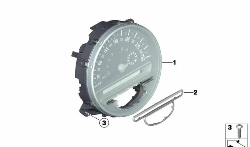 Tacómetro, panel de instrumentos KM/H SILVER OEM 62109233769 para MINI R56, R56 LCI, Clubman R55, Cabrio R57... y más. Original MINI.