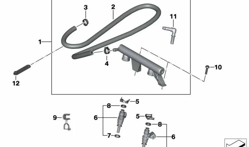 Rail de inyección OEM 13547725329 para motos BMW C 600 Sport, C 650 Sport, C 650 GT. Original BMW Motorrad.