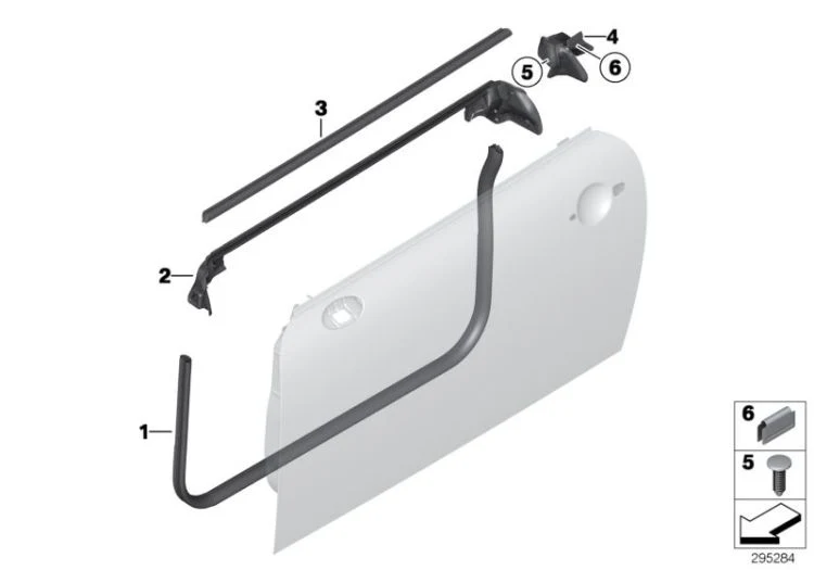Clip para molduras y juntas de puerta delantera OEM 51764878029 para MINI Roadster R59 (01/2011 - 04/2015). Original MINI.