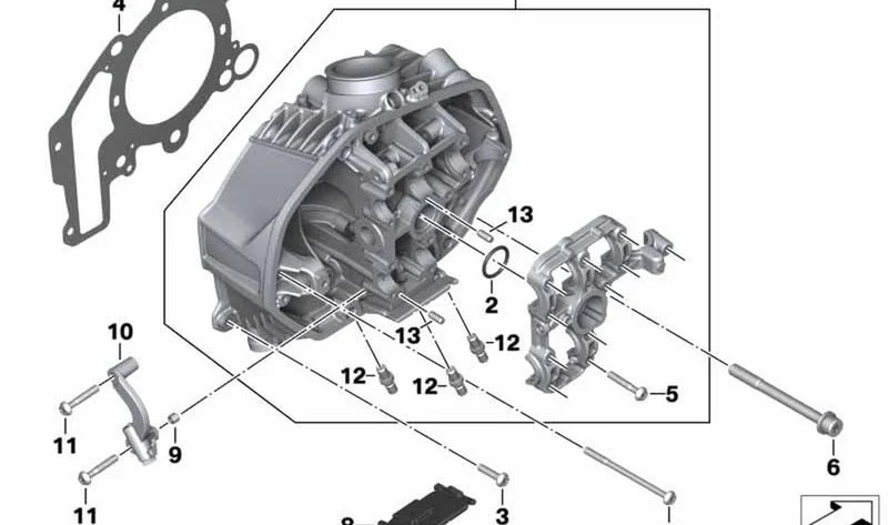 Arco de sujeción derecho OEM 11128393784 para motos BMW R 1250 GS, R 1250 GS Adventure, R 1250 RT, R 1250 R, R 1250 RS. Original BMW Motorrad.