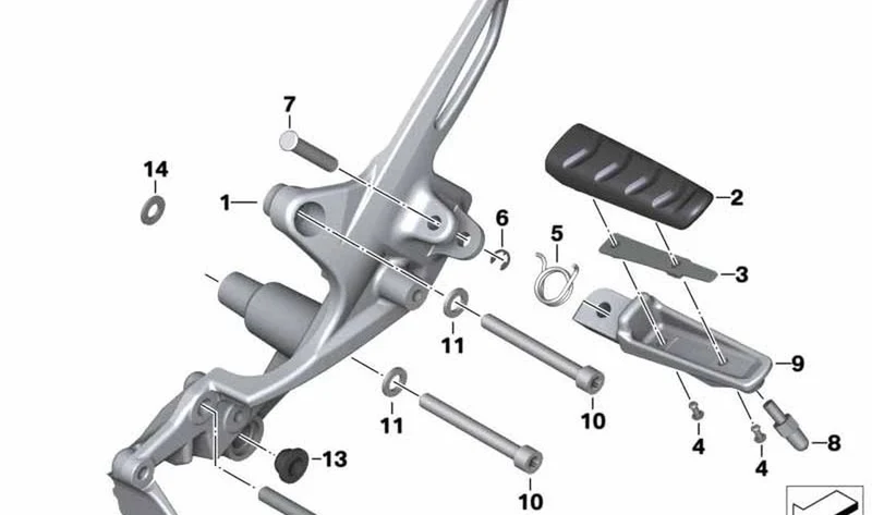 Descansa-pies izquierdo OEM 46717717815 para motos BMW F800S, F800ST, F800R. Original BMW Motorrad.