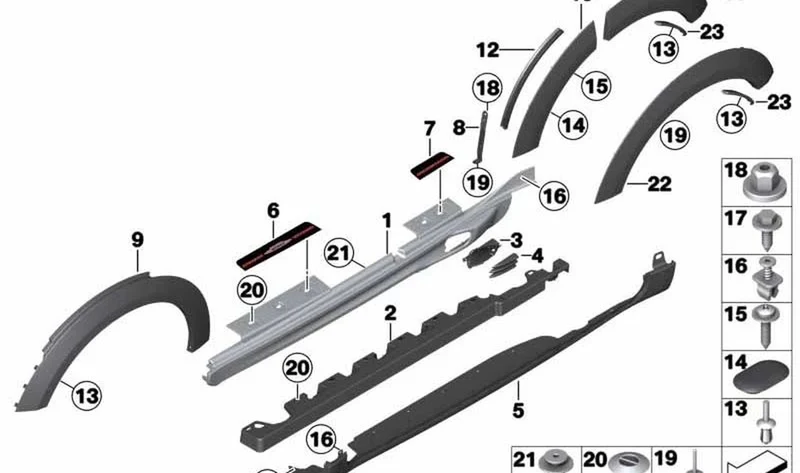 Componente de admisión de aire apoyapiés izquierdo OEM 51779810637 para MINI Countryman R60 (Cooper, Cooper D) 2010-2016. Original MINI.
