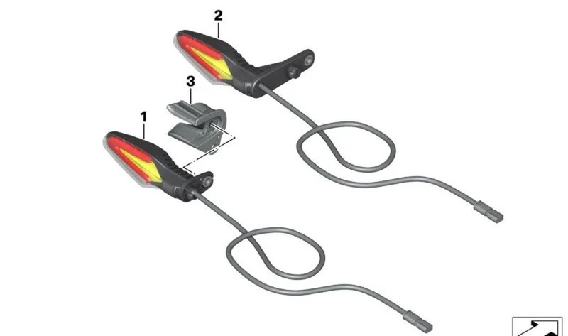 Combinación de intermitentes y pilotos traseros LED OEM 63231539680 para motos BMW R1250GS, R nineT... y más. Original BMW Motorrad.