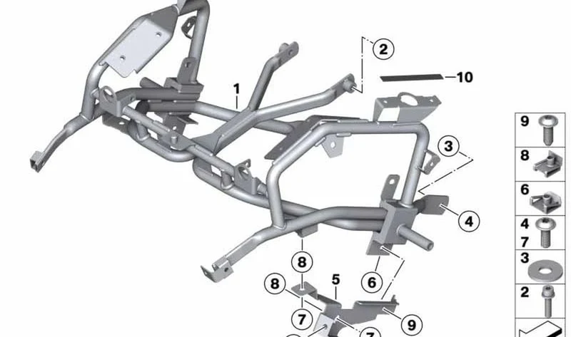 Soporte para revestimiento de depósito izquierdo OEM 46637716273 para motos BMW R1200GS (K25). Original BMW Motorrad.