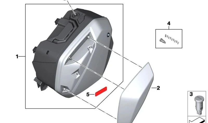 Panel protector tapa maleta derecha OEM 77418414372 para BMW Motorrad S 1000 XR (K69). Original BMW Motorrad.