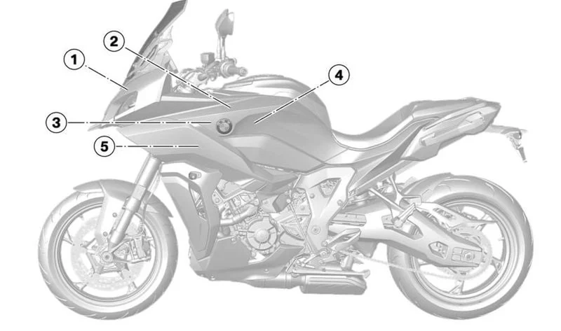 Inscripción cubierta depósito derecha OEM 51149443442 para BMW Motorrad S 1000 XR (K69). Original BMW Motorrad.