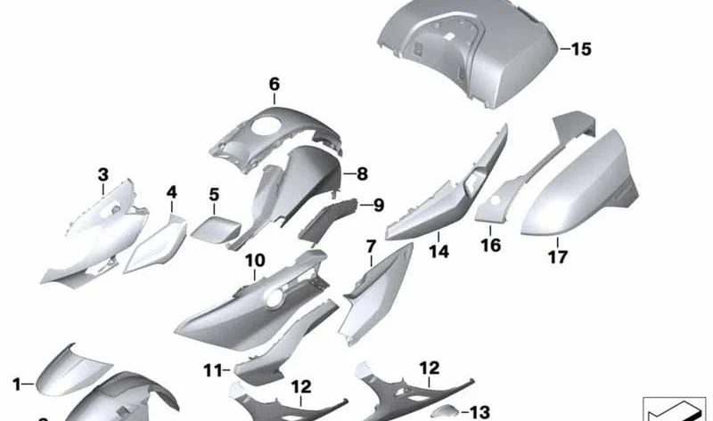 Carcasa exterior tapa de la Topcase OEM 46548414297 para BMW Motorrad K1600GT, K1600GTL. Original BMW Motorrad.