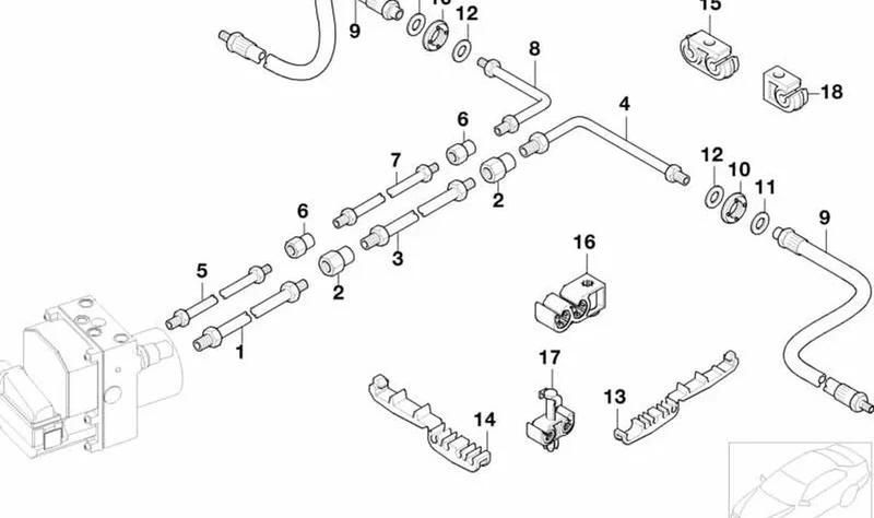 Clip de tubería doble OEM 34306784201 para MINI R56, F56, Clubman R55, Cabrio R57... y más. Original BMW y MINI.