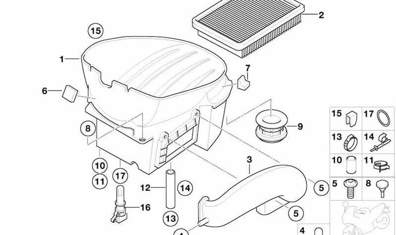 Caja del filtro de aire OEM 13717660042 para motos BMW F 650 CS (K14). Original BMW Motorrad.