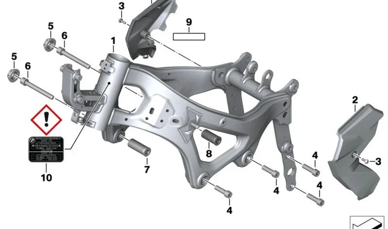 Chasis delantero sin VIN OEM 46518564801 para BMW Motorrad F 750 GS, F 800 GS. Original BMW Motorrad.